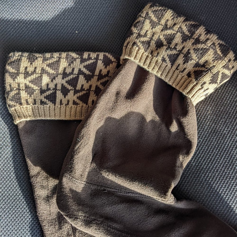 Michael Kors Brown Wool Cuff Socks
